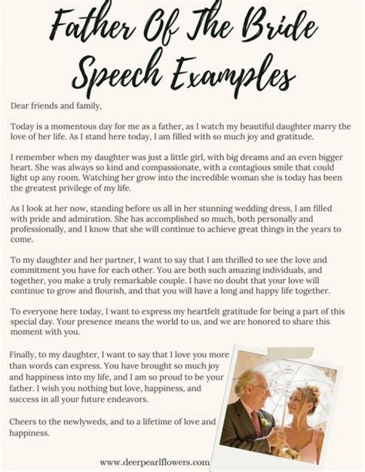 Does father of bride give speech?