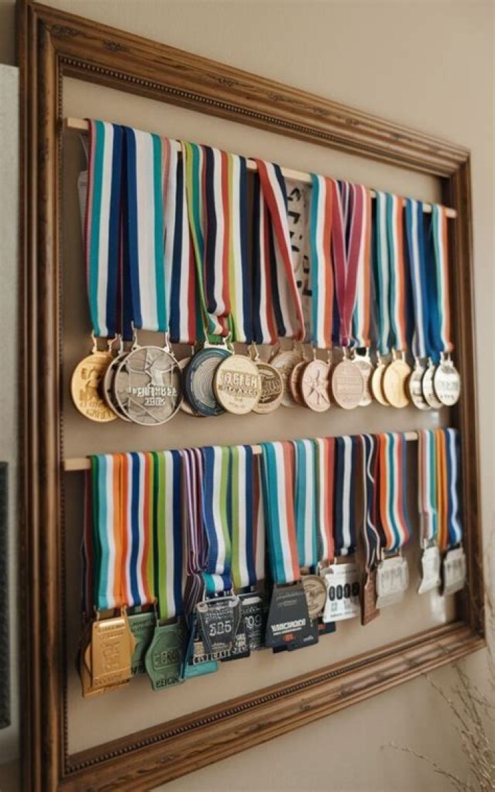 How do you display medals in a shadow box?