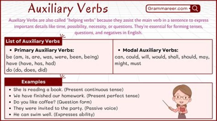 What are the 23 of auxiliary verbs?