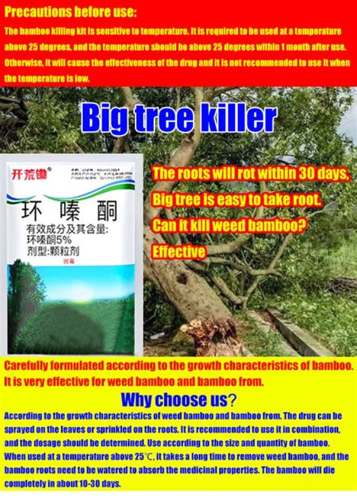 What chemical kills trees quickly?