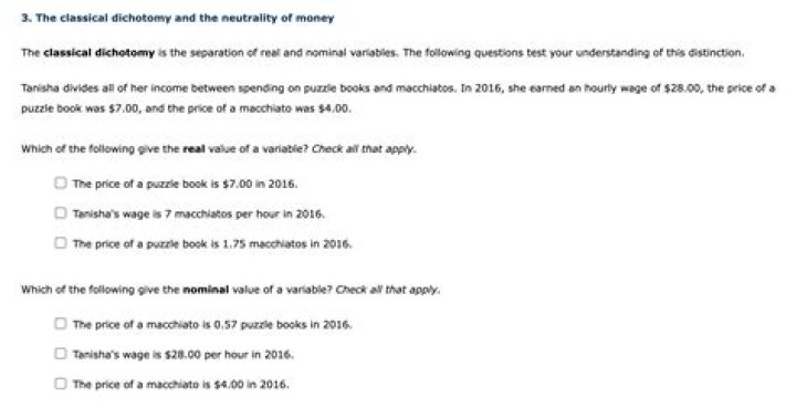 What distinguishes the real value of an indicator from the nominal value of an indicator quizlet?
